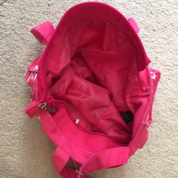 "Atlanta" Souvenir Mini Zip Travel Tote Bag Pink White Blue by Robin Ruth 9.5" - Picture 6 of 8